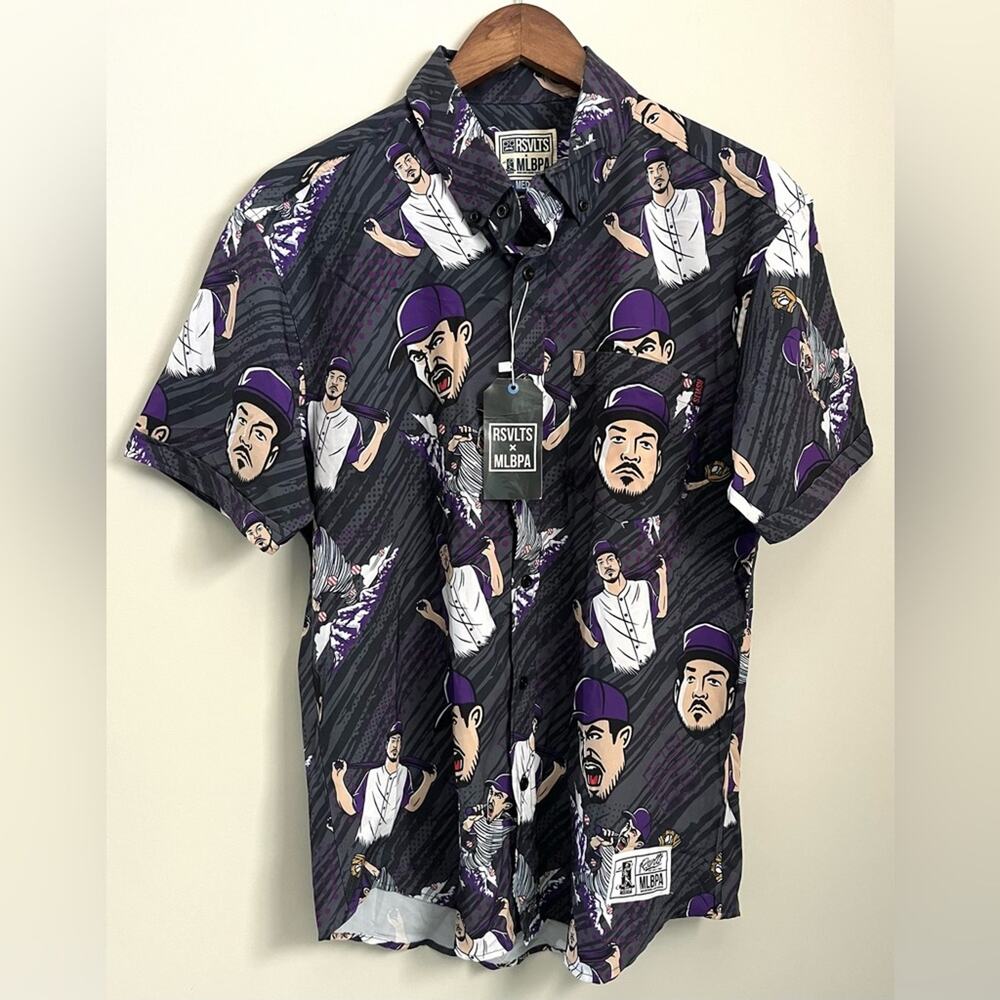 NWT RSVLTS x MLBPA Nolan Arenado Short Sleeve Performance Button Down (size M)